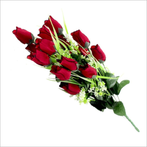 Red 20 Inch Artificial Rose Flower Bunch