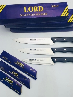 6 Inch Kitchen Knife - Iron Blade, 6 inch Size, Black ABS Handle | Durable Plastic, Ergonomic Design for Comfortable Grip