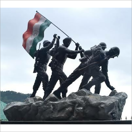 Indian Army Holding Flag Fiber Statue