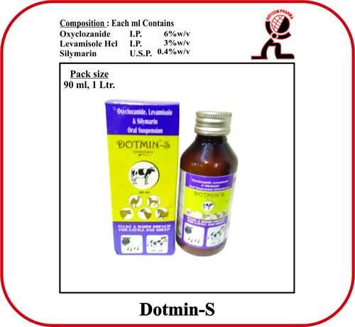 Oxyclozanide Levamisole Hydrochloride Silymarin -ORAL SUSPENSIOM Brand - DOTMIN-S 90 ML