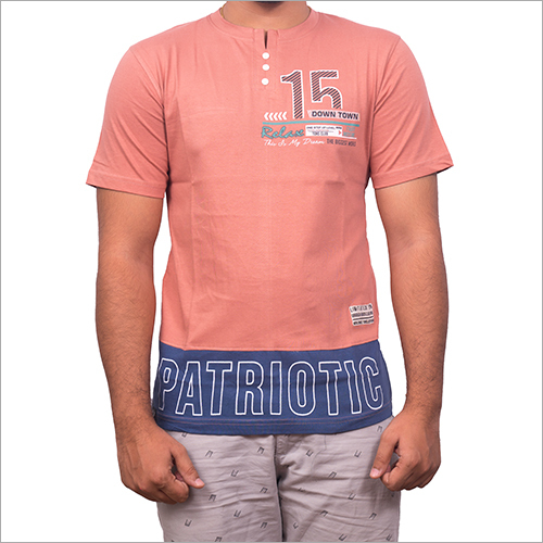 Cotton Mens Pink T Shirt