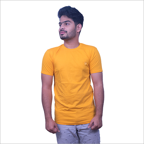 Mens Half Sleeve Yellow T-Shirt - Cotton Fabric, Sizes S/M/L | O-Neck Collar, Plain Pattern, Short Sleeve Style
