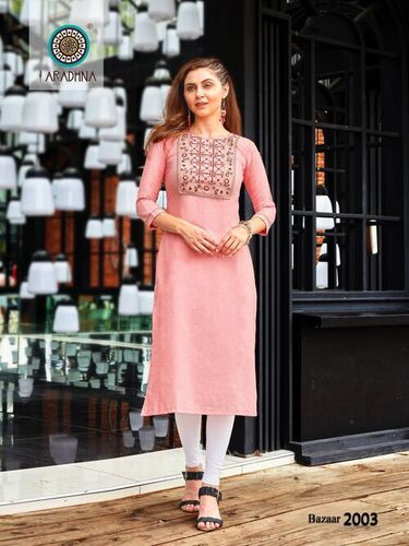 Womens Cotton with Embroidery Work Kurtis...