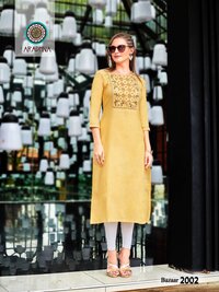Womens Cotton with Embroidery Work Kurtis...