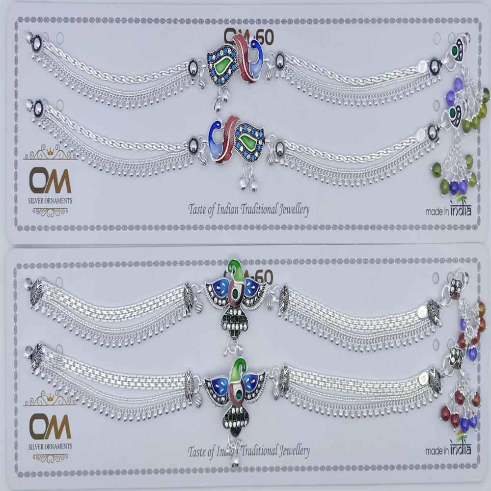 Silver Peacock Payal - Silver, Size 10 / 10.5, Weight 25-250g | Elegant Design for Weddings, Engagements, and Parties