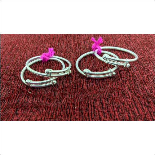 Kids Silver Round Kadli - Silver Material, Free Size, Silver Color | Suitable for Casual Wear, Gift Option for Children