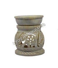 Aroma Burner - Soapstone, 3 Inch Height, Natural Stone Color | Handcarved Artisan Design, Ideal For Home, Wedding, And Holiday Decor