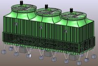Industrial Cooling Tower - Cross Flow Design, FRP Material, Square Shape, 38-28 Cooling Capacity | Electric Power Supply, Ideal for Industrial Applications
