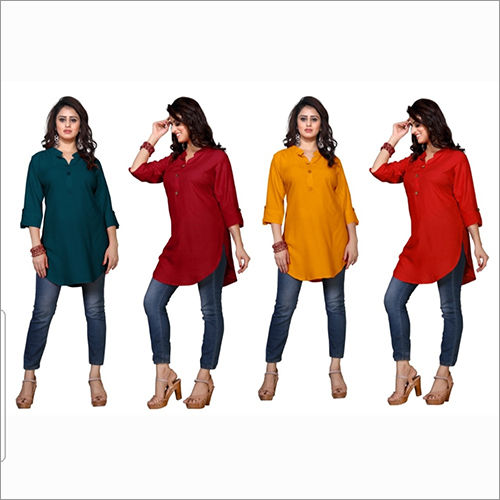 Multicolor Ladies Rayon Short Kurti