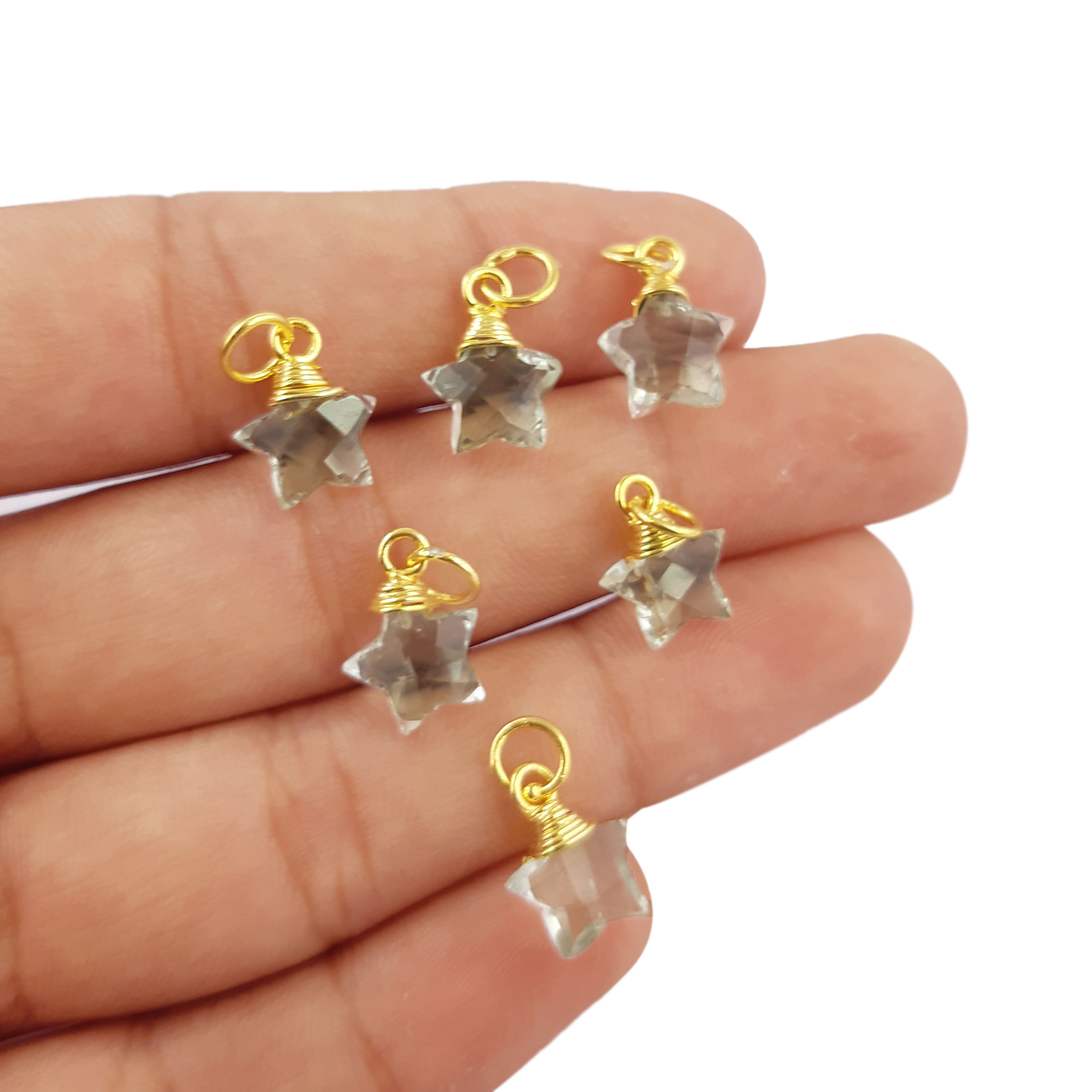 Gemstone Gold Vermeil Wire Wrapped Star Shape Pendant - Jewelry Making Charms
