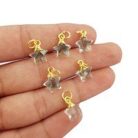 Gemstone Gold Vermeil Wire Wrapped Star Shape Pendant - Jewelry Making Charms