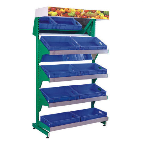 Blue Fruit And Vegetable Iron Display Rack