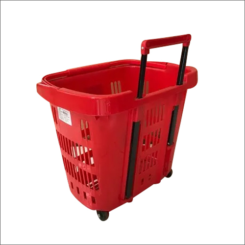 Red 2 Wheel Plastic Shopping Trolley