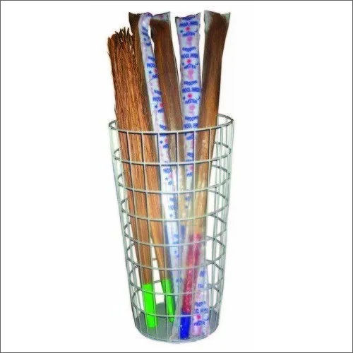 Silver Stainless Steel Broom Stand