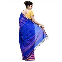 Ladies Cotton Royal Blue Saree