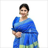 Ladies Cotton Mid Blue Saree