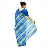 Ladies Cotton Mid Blue Saree