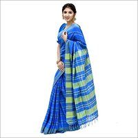 Ladies Cotton Mid Blue Saree