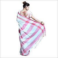 Ladies Grey And Red Border Saree