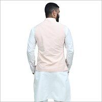 Mens Peach Plain Kurta Jacket