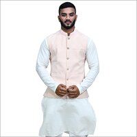 Mens Peach Plain Kurta Jacket