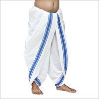 Mens Blue Border Dhoti Dupatta