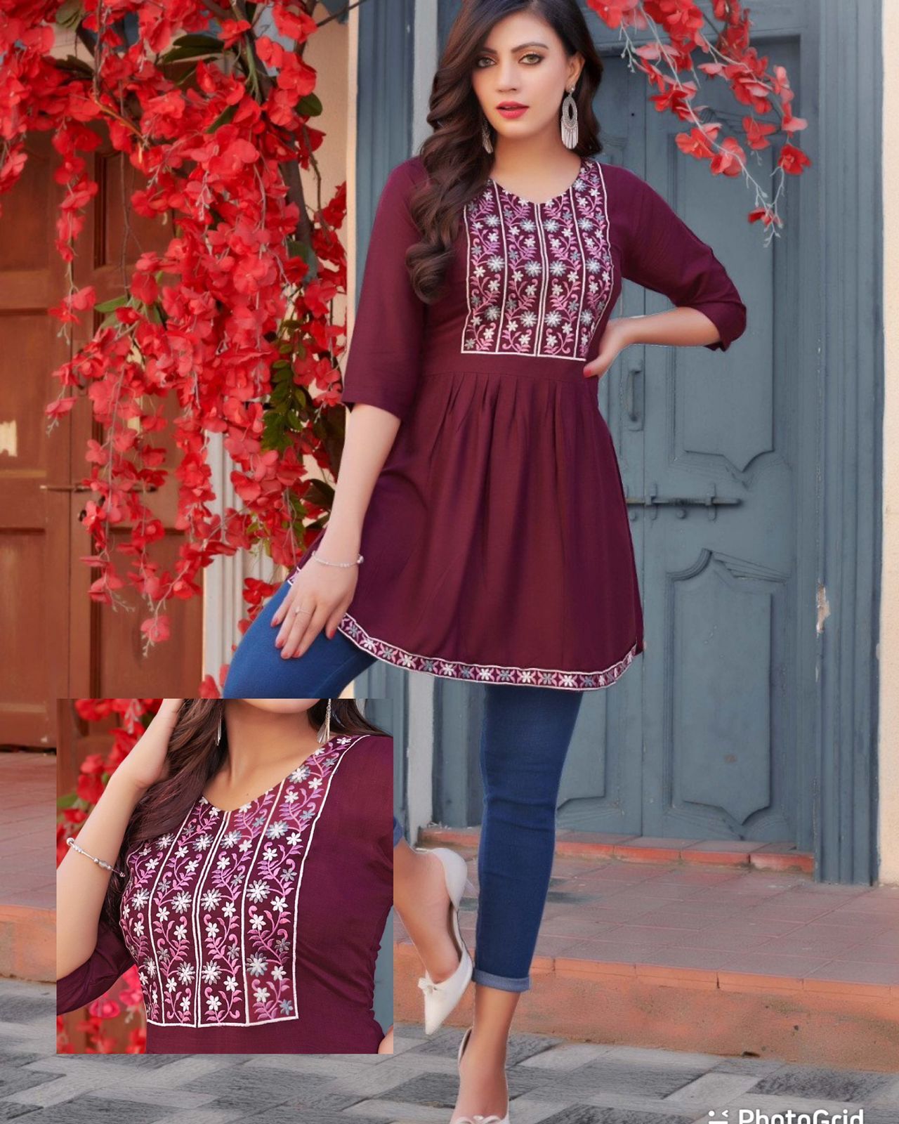 Womens Embroidery Work Short Tops...