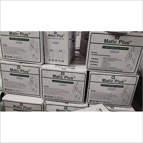 Matic Plus Latex Surgical Gloves - Rubber Material , Blue Color, Waterproof and Disposable, Recyclable for Safe Use