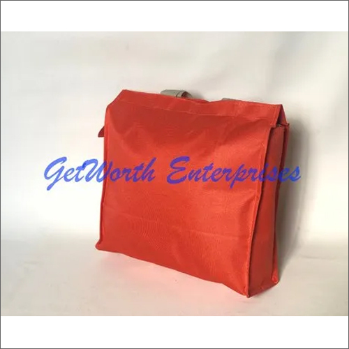 Thamboolam Bag - Polyester with PVC Backing 12 x 12 x 4 Inch Size Matte Orange Color Plain Design Synthetic Material