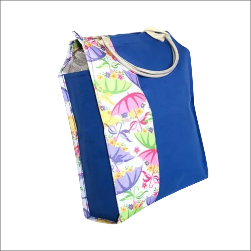 Complimentary Shopping Bag - Polyester 12x9x3 Inch, Royal Blue and Violet | Attractive Design, Synthetic Material, Multicolor Pattern
