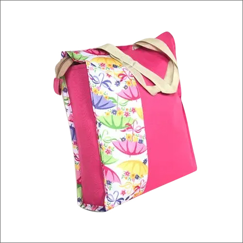 17x13x4 Shopping Bag - Polyester 17x13x4 Inches Pink and Violet | Attractive Design Customized Zip Closure Synthetic Material