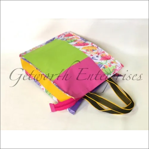 Shopping Bag - Synthetic Pvc, 11x14x4 Inch , Multicolor Attractive Design With Quality Assurance
