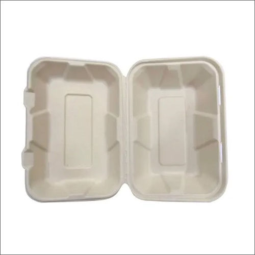 White Disposable Food Packaging Box Bagasse