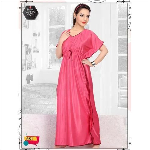 Pink Plain Kaftan Maxi