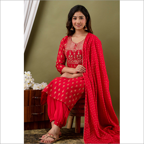 Red Ladies Designer Salwar Suit