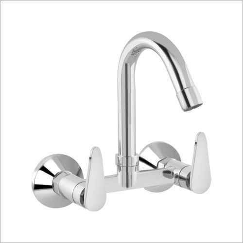 Silver Brass Sink Mixer With Swinging Spout