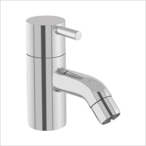 Flora Pillar Faucet - Steel, Male Connection, Smooth Surface Treatment | Silver Finish, 1-Year Warranty, Forged Design, Water Compatible