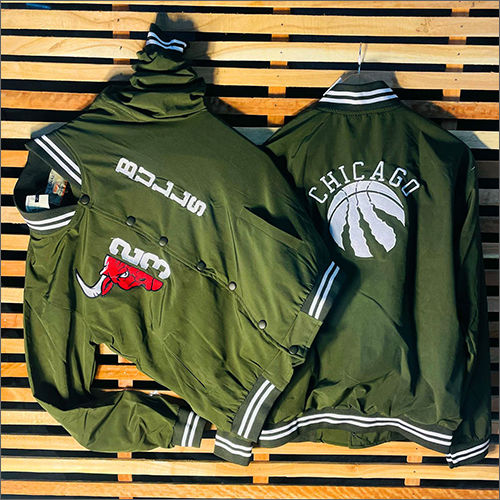 Green Full Sleeves Bomber Jacket