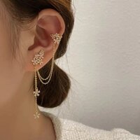 Korean Flower Ear Cuff Wrap Crawler Stud Earrings