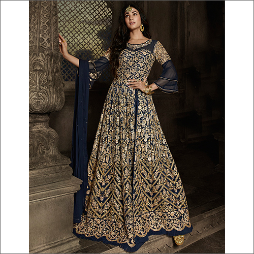 Ladies Semi Stitched Net Gown Suit