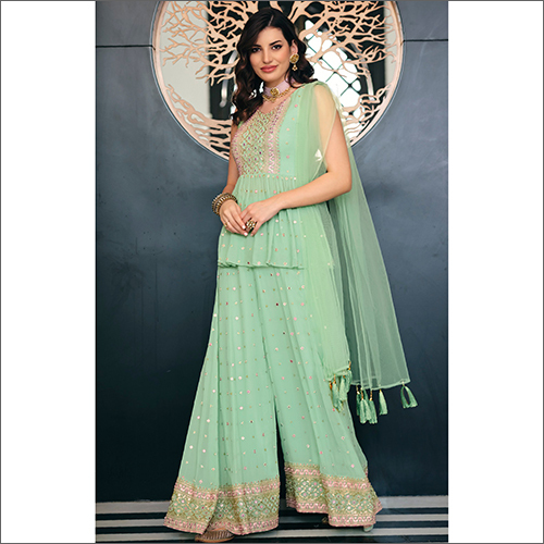 Ladies Semi Stitched Georgette Palazzo Suit