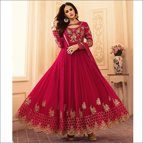 Ethnic Semi Stitched Georgette Gown Suit