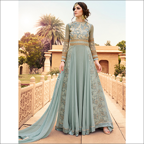 Partywear Semi Stitched Georgette Gown Suit