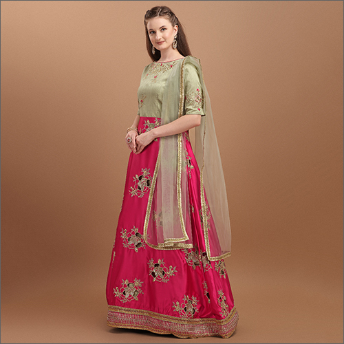 Ladies Semi Stitched Silk Gown Suit