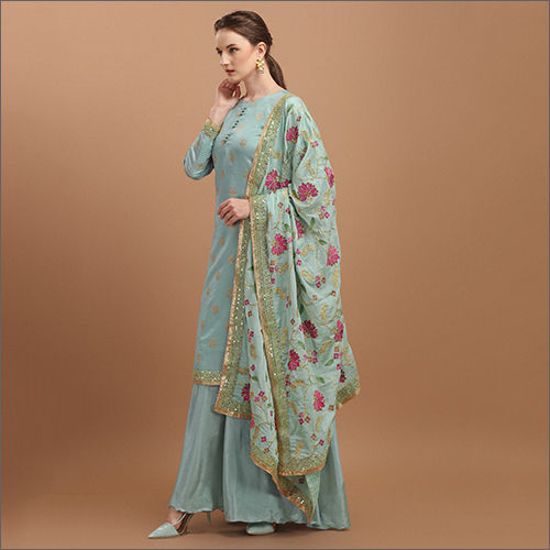 Ladies Semi Stitched Silk Palazzo Suit