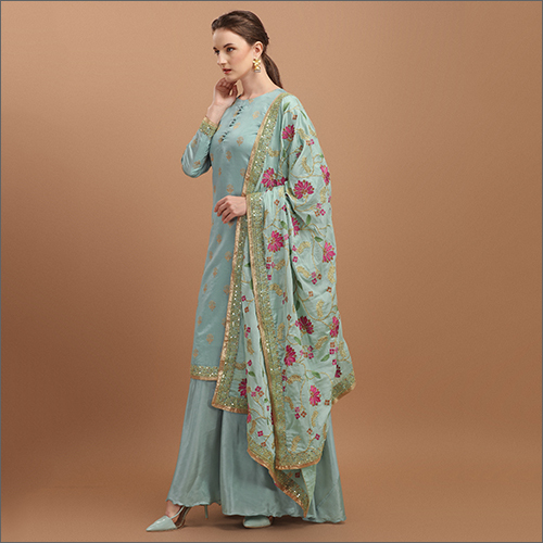 Ladies Semi Stitched Silk Palazzo Suit