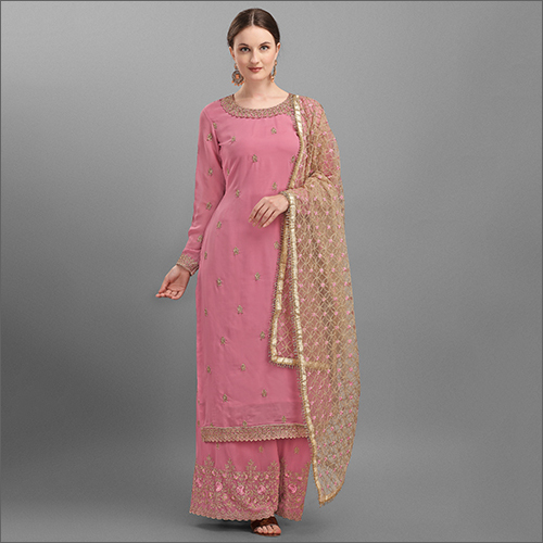 Traditional Semi Stitched Georgette Palazzo Suit