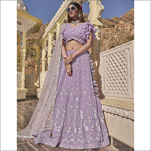 Ladies Semi Stitched Georgette Embroidered Lehenga