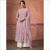 Purple Ladies Georgette Kurti With Georgette Dupatta