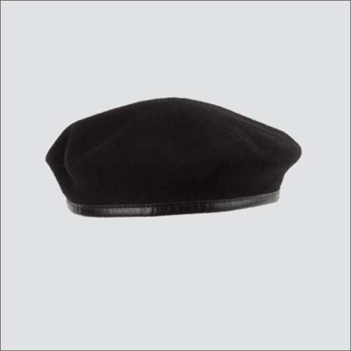 Oval Design Black Military Beret Cap
